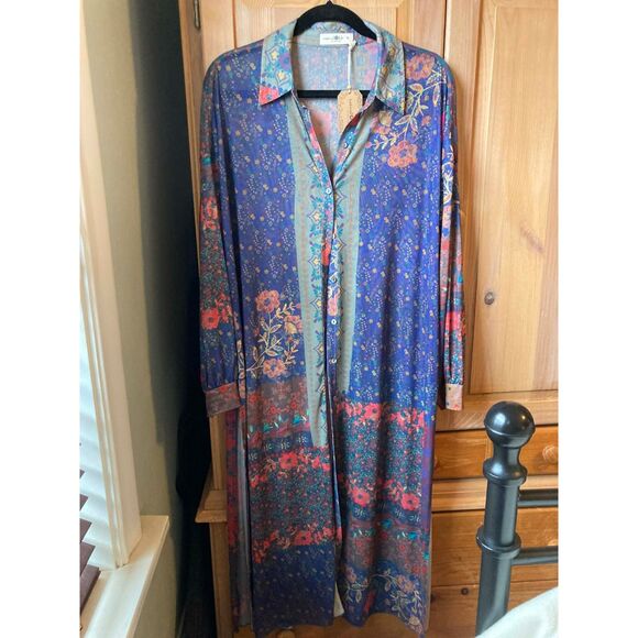 Natural Life | NWT Boho Multicolor buttoned long sleeve kimono duster | Medium - Picture 2 of 6